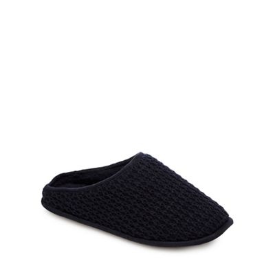 Mantaray Navy waffle knit mule slippers